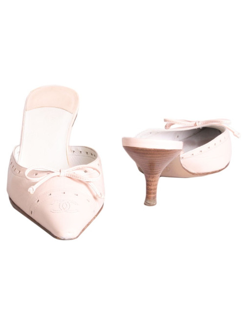 Sandales CHANEL T 36 en cuir rose