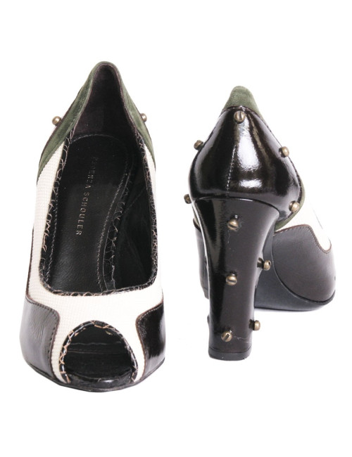 Escarpins PROENZA SCHOULER en bi matieres et tricolores 