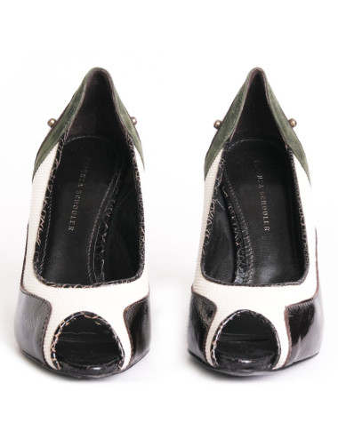 Escarpins PROENZA SCHOULER en bi matieres et tricolores  2