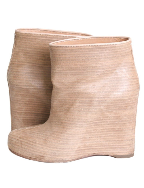Bottines MARGIELA compensées T38 beige clair
