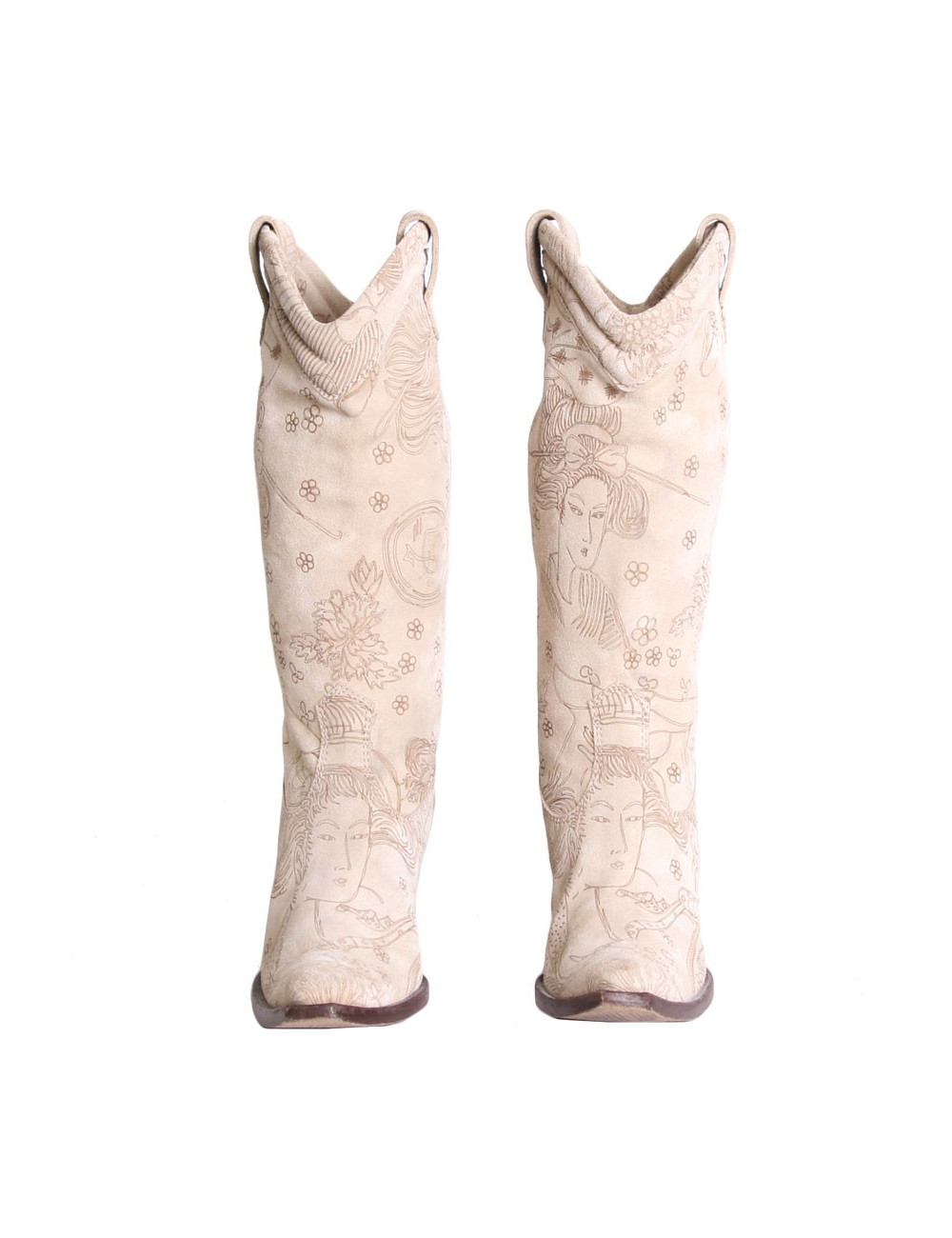 JOHN GALLIANO T 36 clear off white suede boots