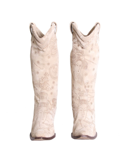 JOHN GALLIANO T 36 clear off white suede boots