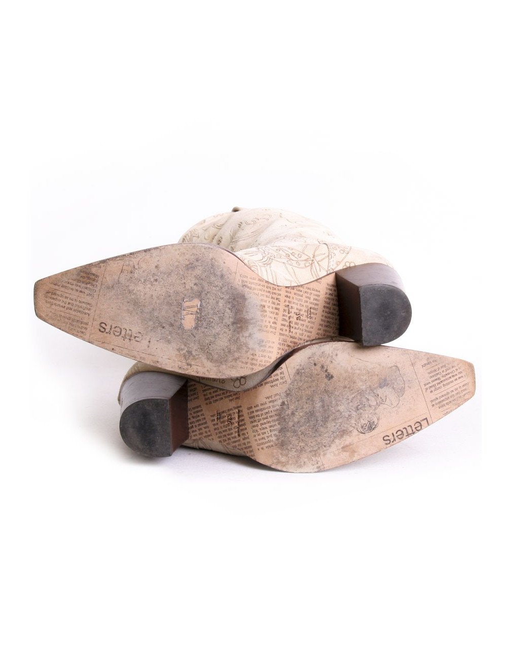 Santiagues GALLIANO T 36 veau velours beige et marron