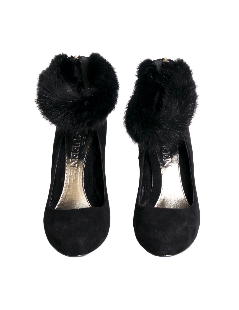 ALEXANDER MCQUEEN T 38 pumps suede black and mink