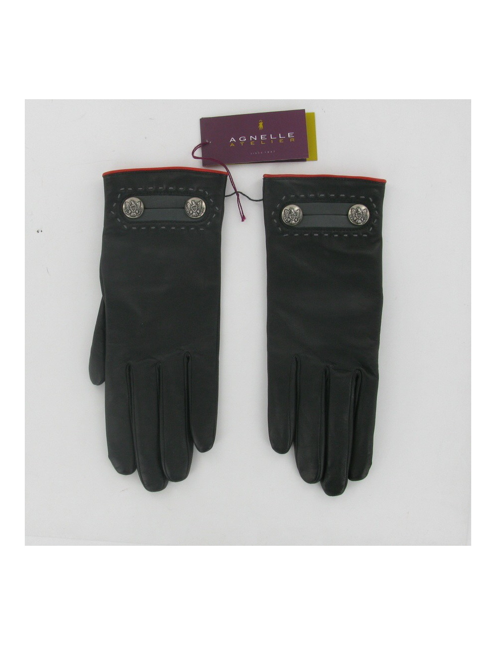 Gants cuir noir AGNELLE