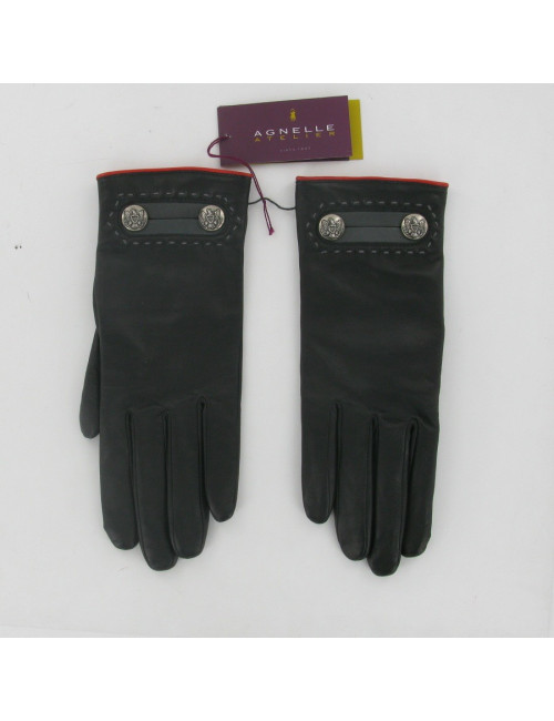 Gants cuir noir AGNELLE