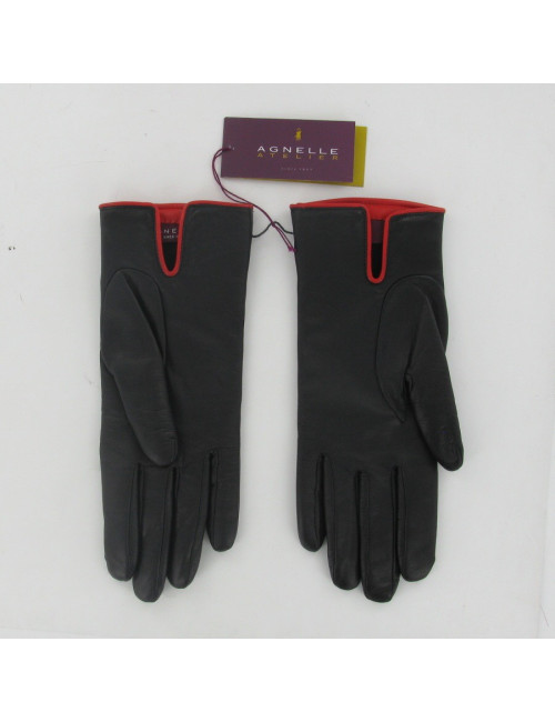 Gants cuir noir AGNELLE