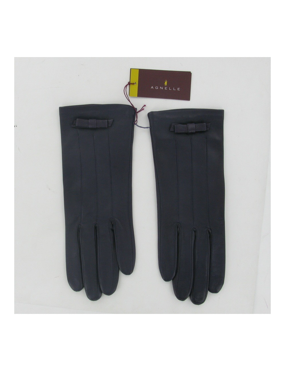 Gants cuir prune AGNELLE