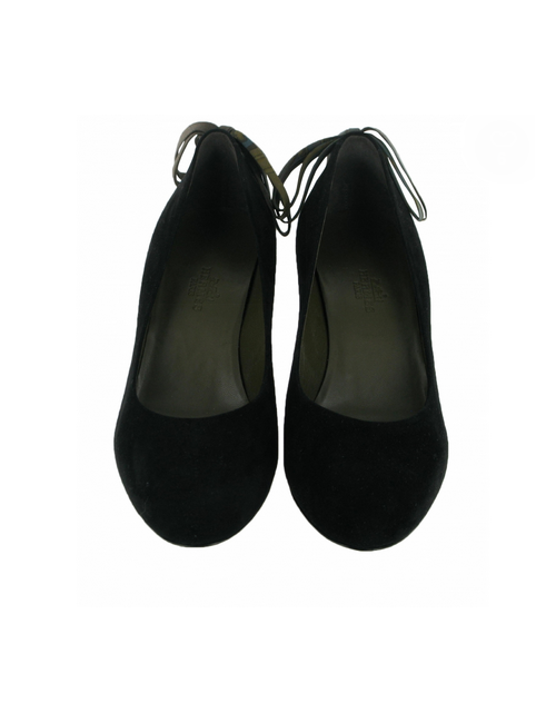 HERMES pumps 35.5 T Black Suede & node