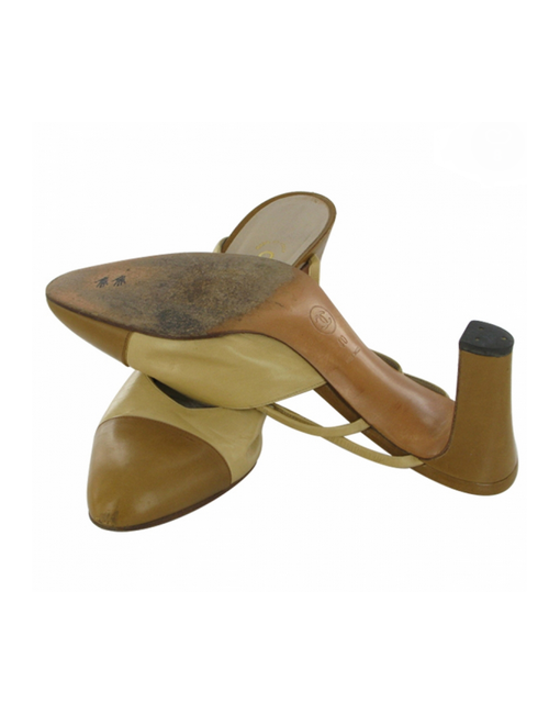  Escarpins T 40 gold et marron clair