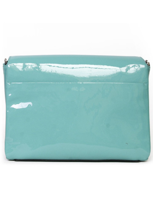 Varenne of LANCEL turquoise patent leather bag