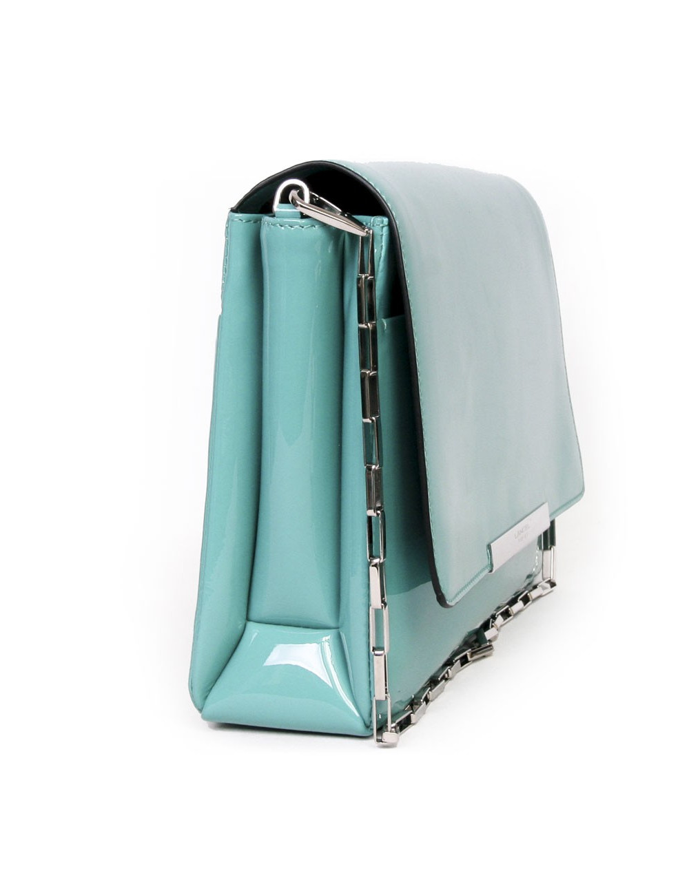 Varenne of LANCEL turquoise patent leather bag