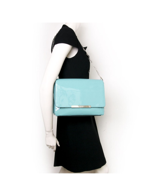 Sac Varenne de LANCEL  cuir verni turquoise