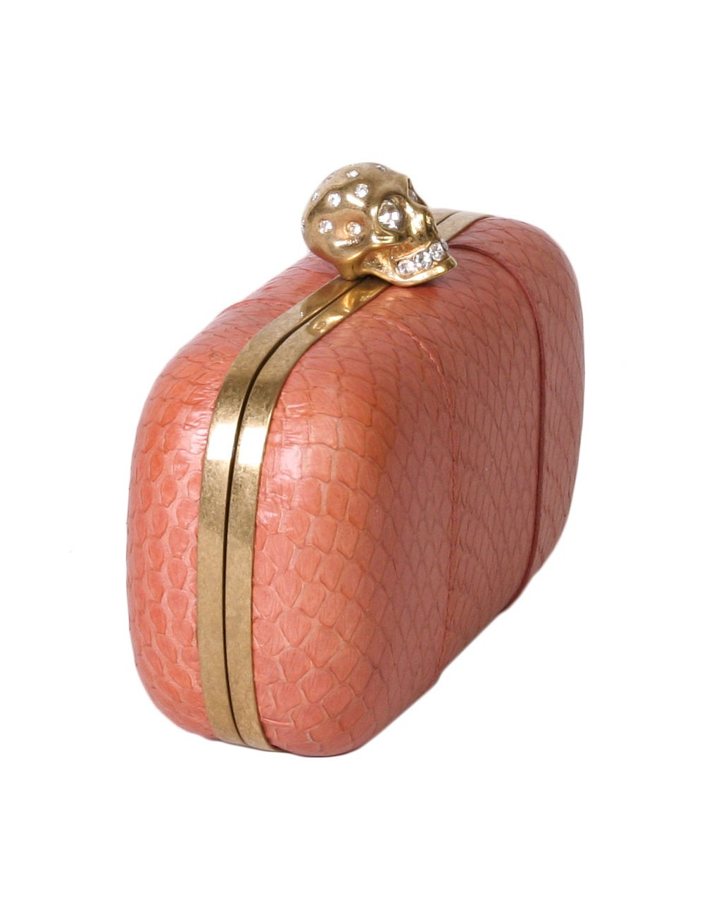 Clutch skull ALEXANDER McQUEEN python coral