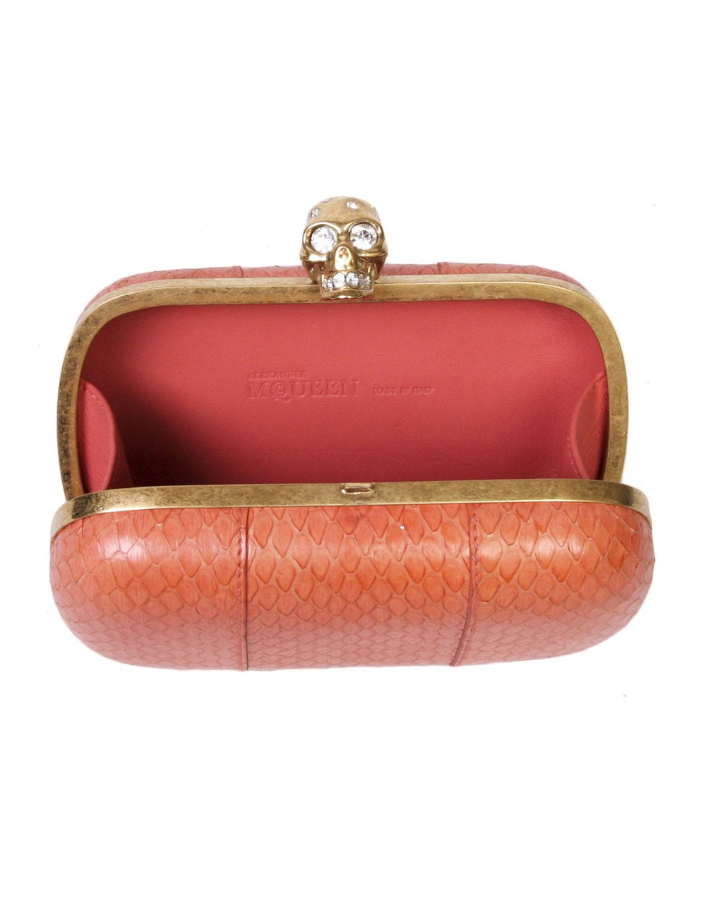 Clutch skull ALEXANDER McQUEEN python coral