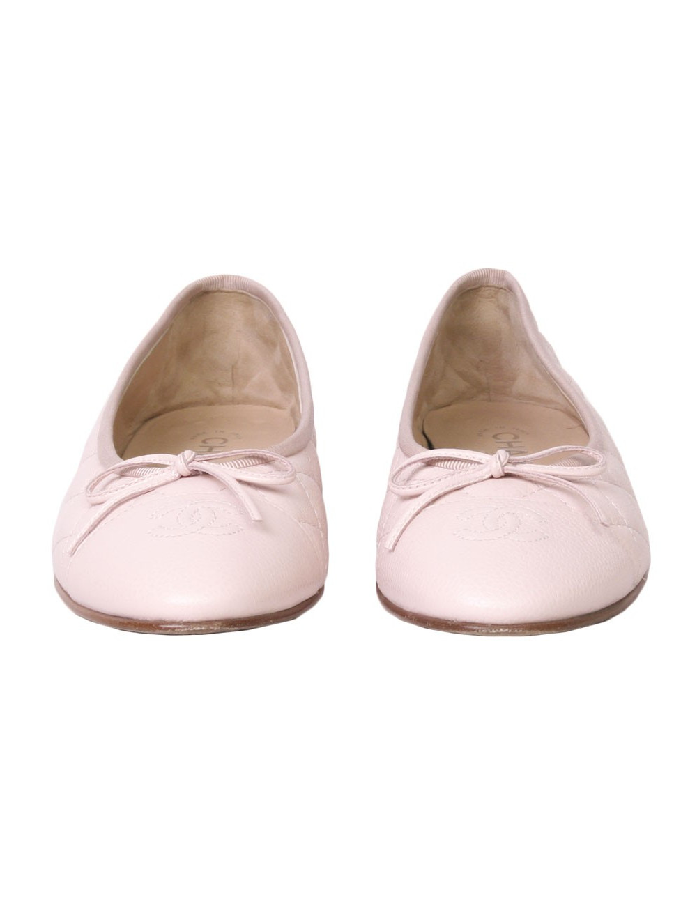 Ballet flats CHANEL T 39.5 quilted pink grained leather