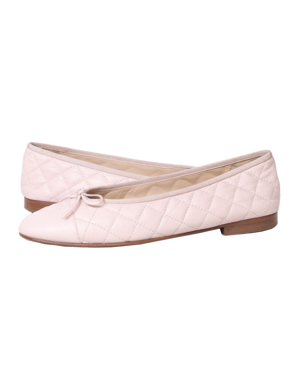 Ballet flats CHANEL T 39.5 quilted pink grained leather