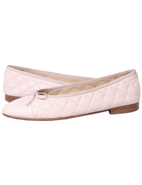 Ballet flats CHANEL T 39.5 quilted pink grained leather