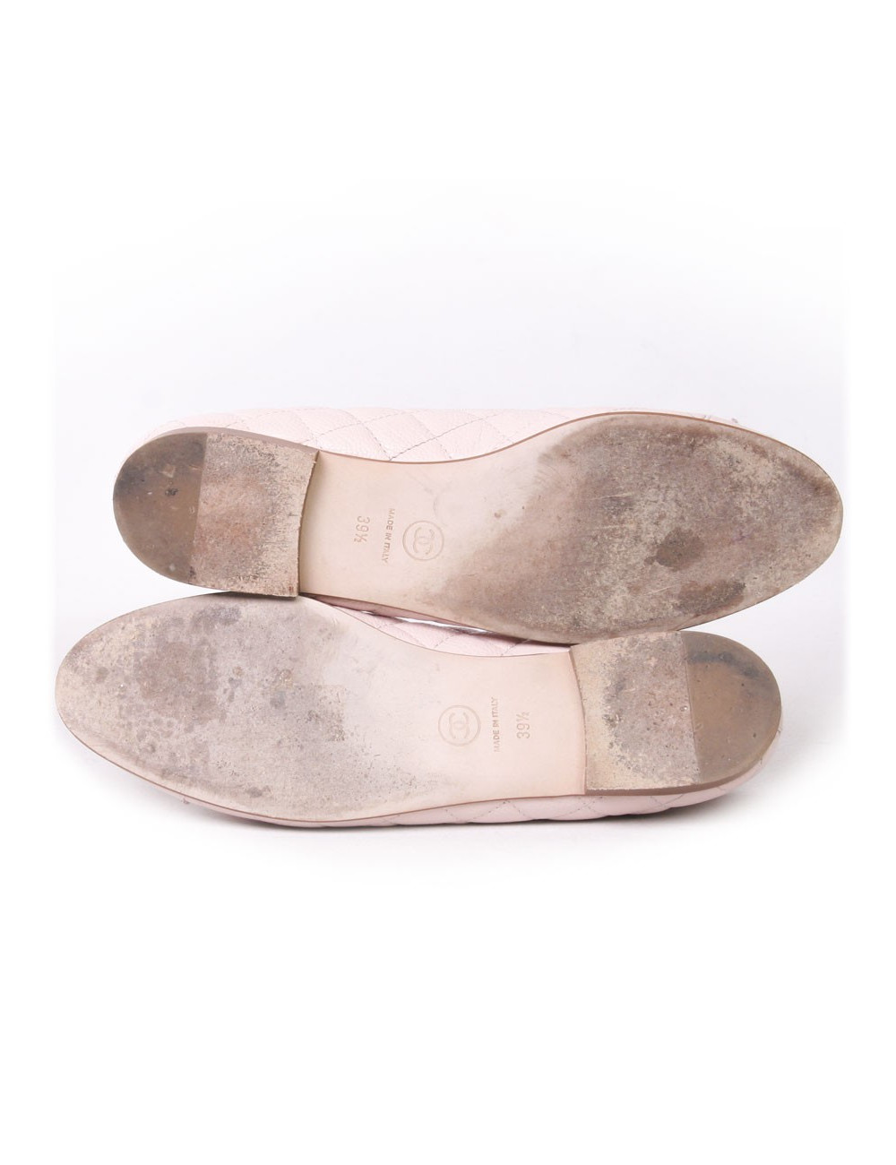 Ballet flats CHANEL T 39.5 quilted pink grained leather