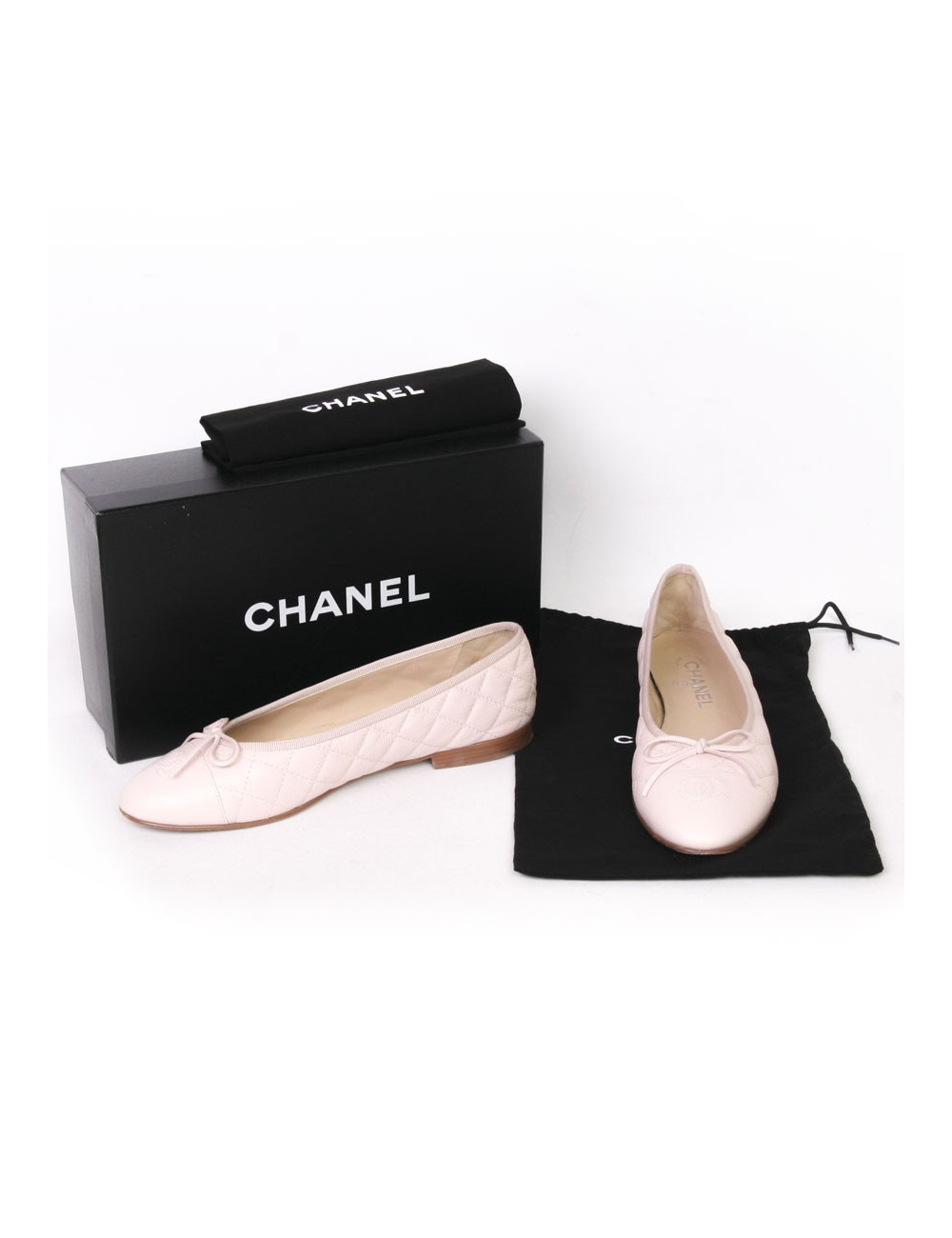 Ballet flats CHANEL T 39.5 quilted pink grained leather