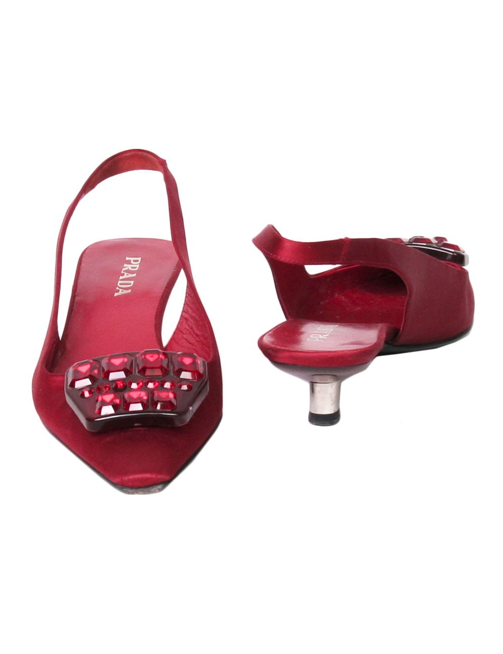 Escarpins PRADA T 36 satin rouge