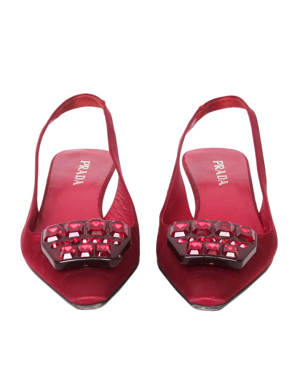 PRADA T 36 red Duchess satin pumps