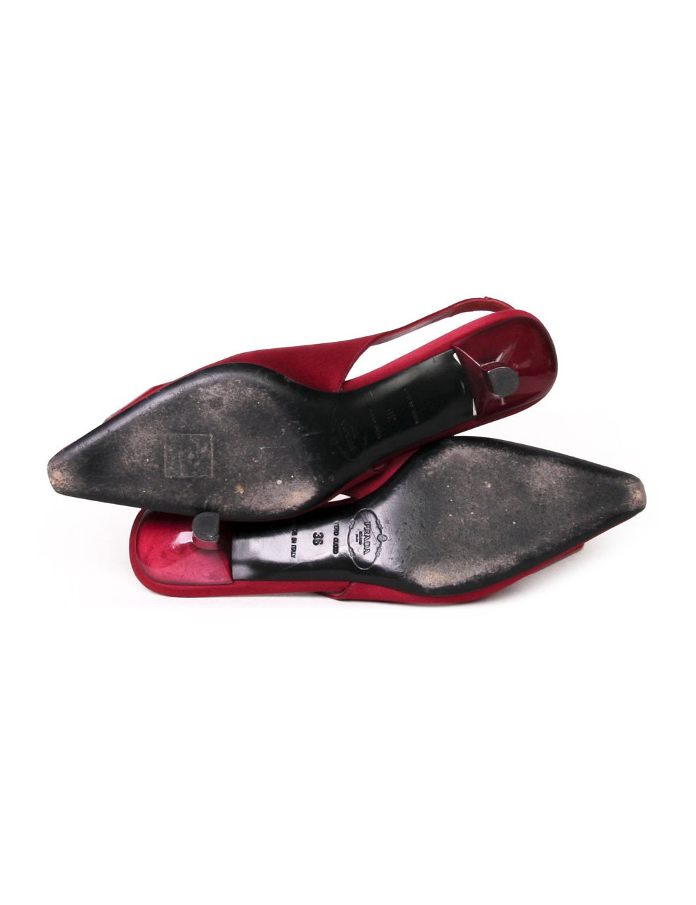 PRADA T 36 red Duchess satin pumps
