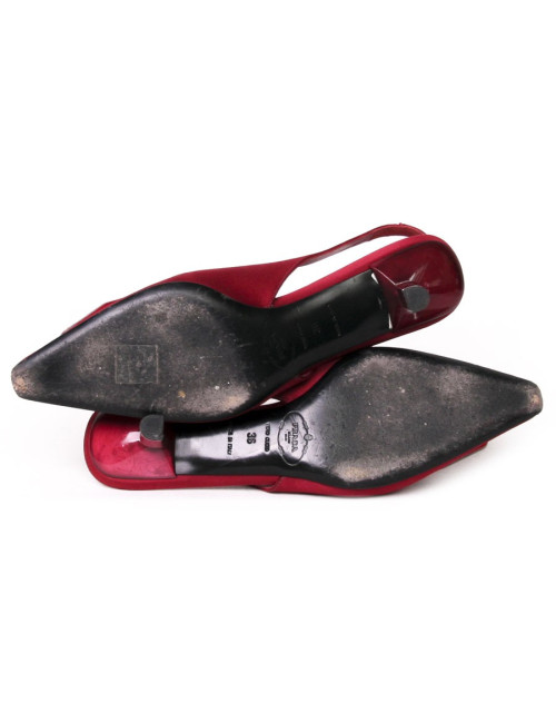 PRADA T 36 red Duchess satin pumps