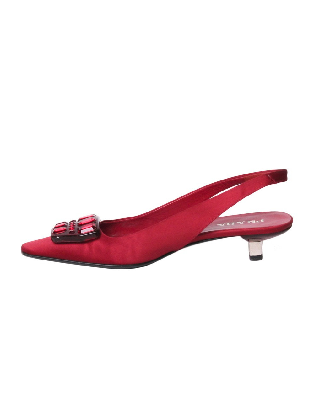 PRADA T 36 red Duchess satin pumps