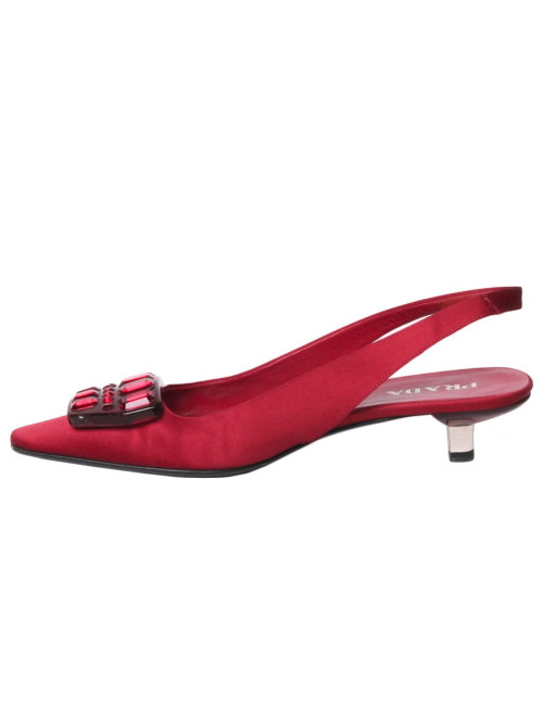 PRADA T 36 red Duchess satin pumps