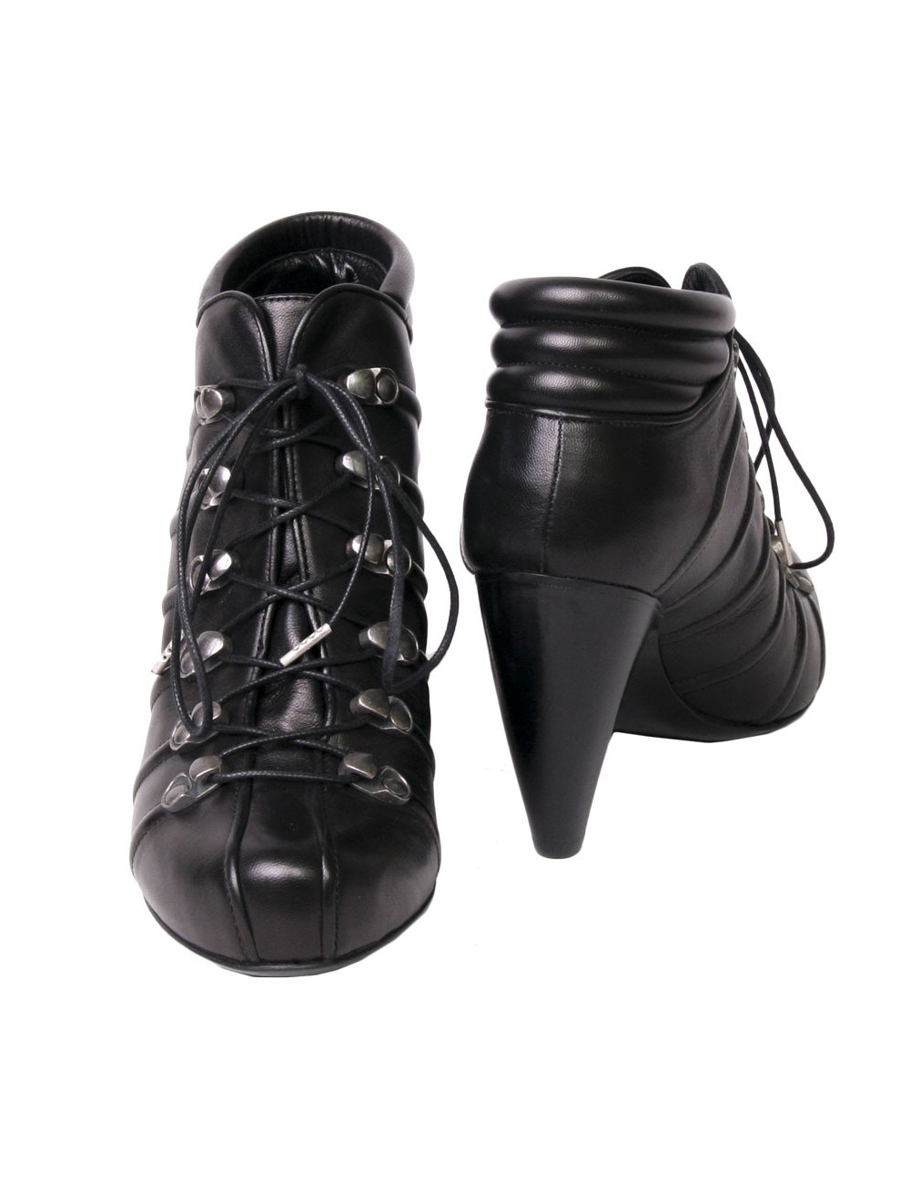 ALEXANDER MC QUEEN heeled boots in black leather size 36EU