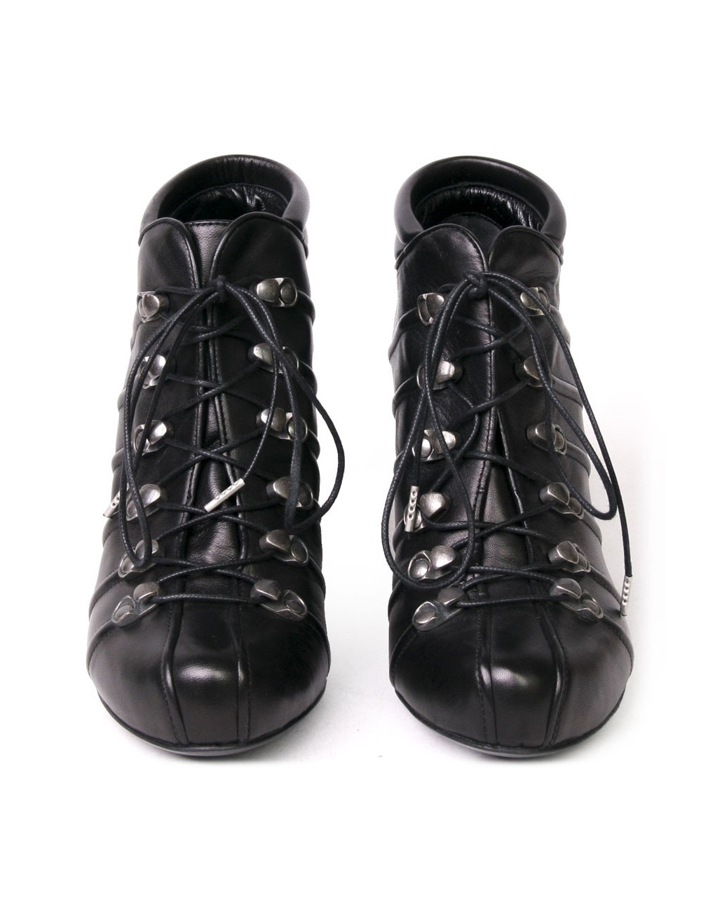 ALEXANDER MC QUEEN heeled boots in black leather size 36EU