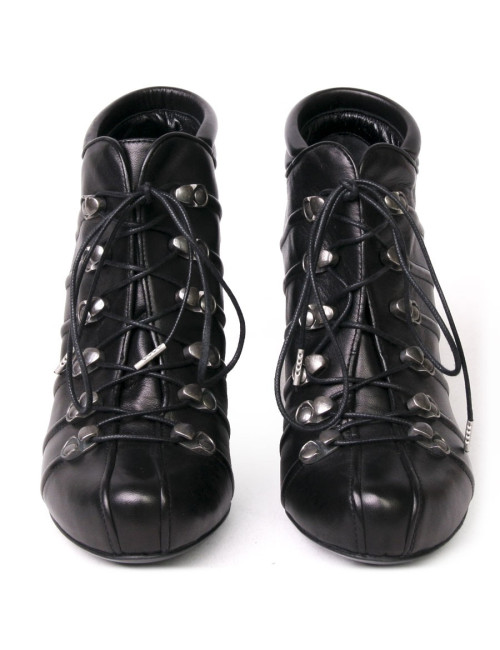 ALEXANDER MC QUEEN heeled boots in black leather size 36EU