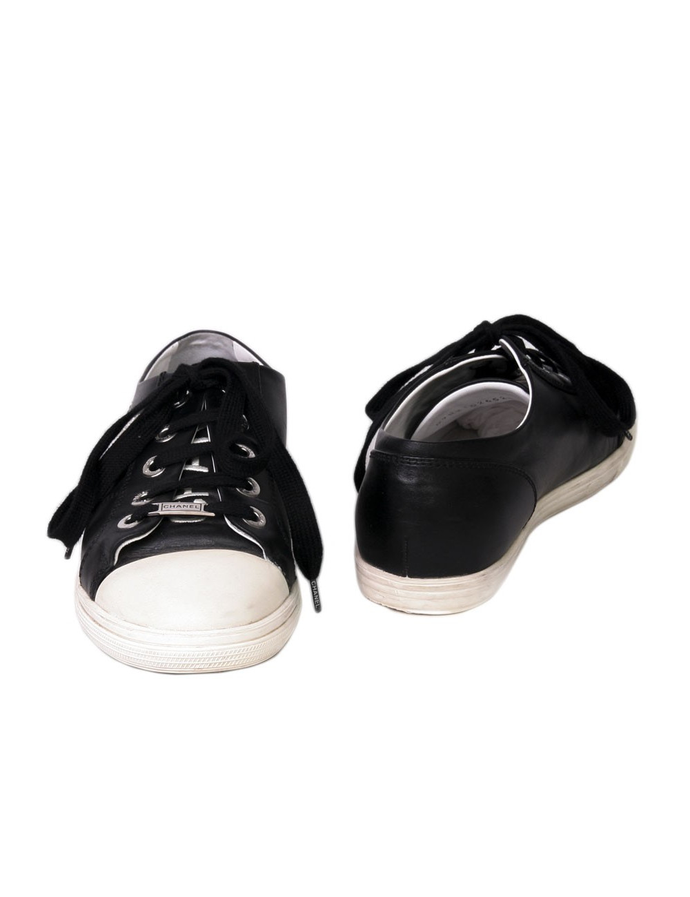 Sneakers CHANEL T 38 cuir d'agneau noir