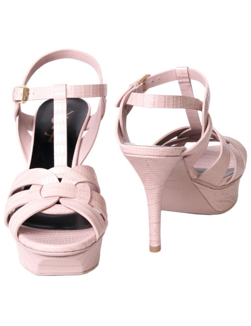 Sandales YVES SAINT LAURENT T 35.5  cuir façon reptile rose pâle