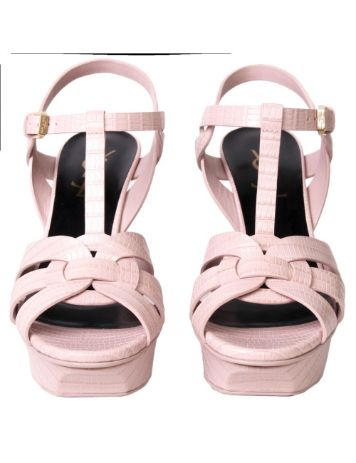 Sandals high 'Tribute' SAINT LAURENT T 35.5 leather pink reptile way