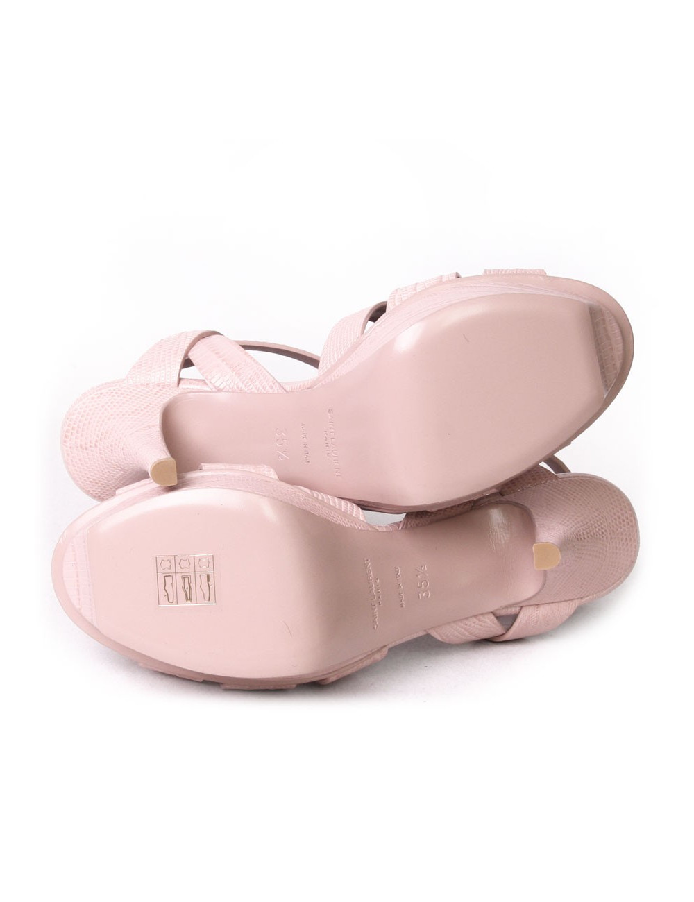 Sandals high 'Tribute' SAINT LAURENT T 35.5 leather pink reptile way