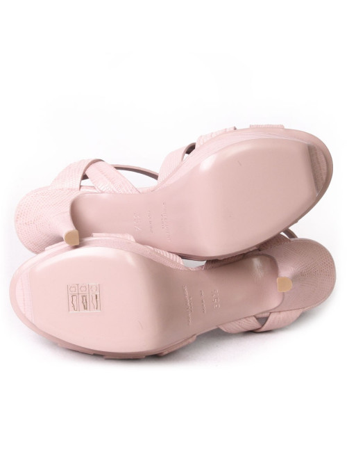 Sandales YVES SAINT LAURENT T 35.5  cuir façon reptile rose pâle