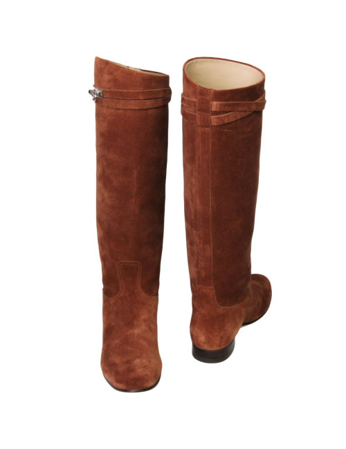 Bottes HERMES T 37 EN VEAU VELOURS 