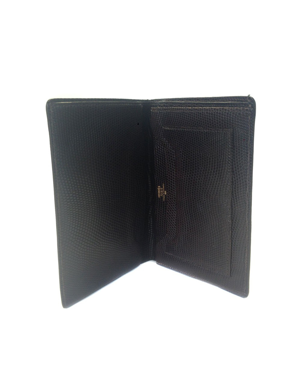 Portefeuille HERMES en serpent niloticus marron