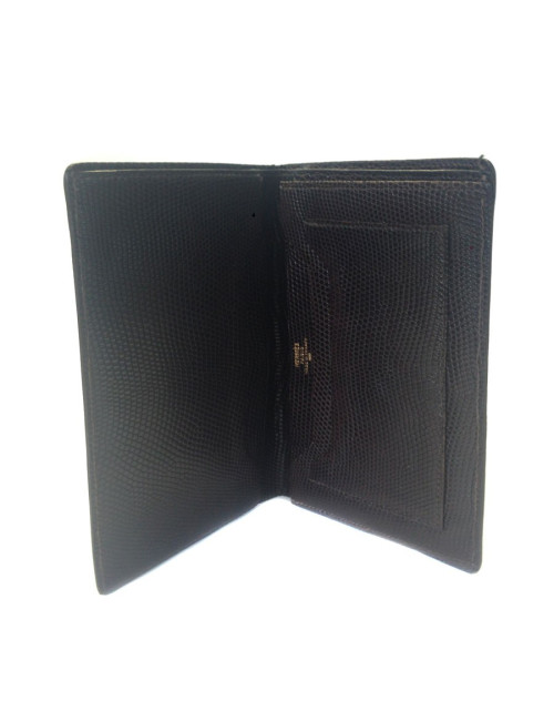 Portefeuille HERMES en serpent niloticus marron