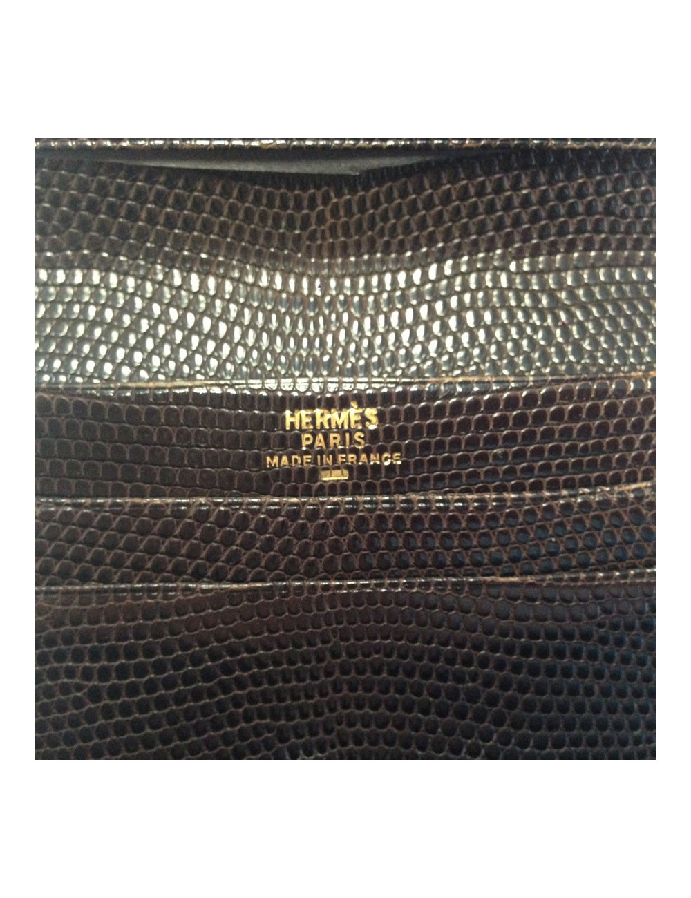 Portefeuille HERMES en serpent niloticus marron