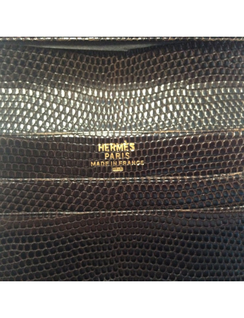 Portefeuille HERMES en serpent niloticus marron