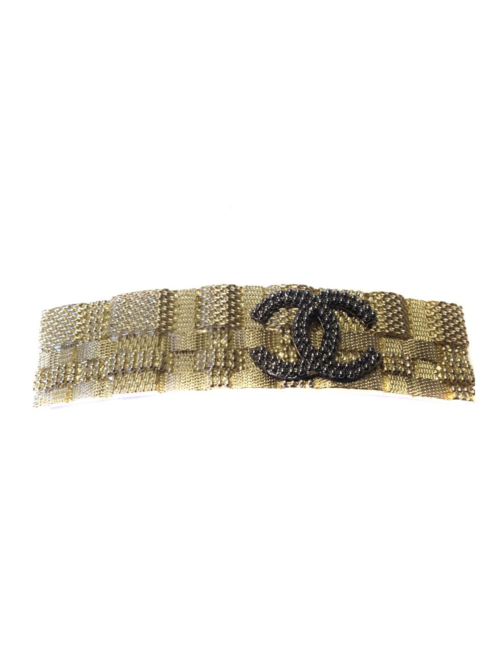 Blackened Barrette CHANEL linked Golden and silver CC