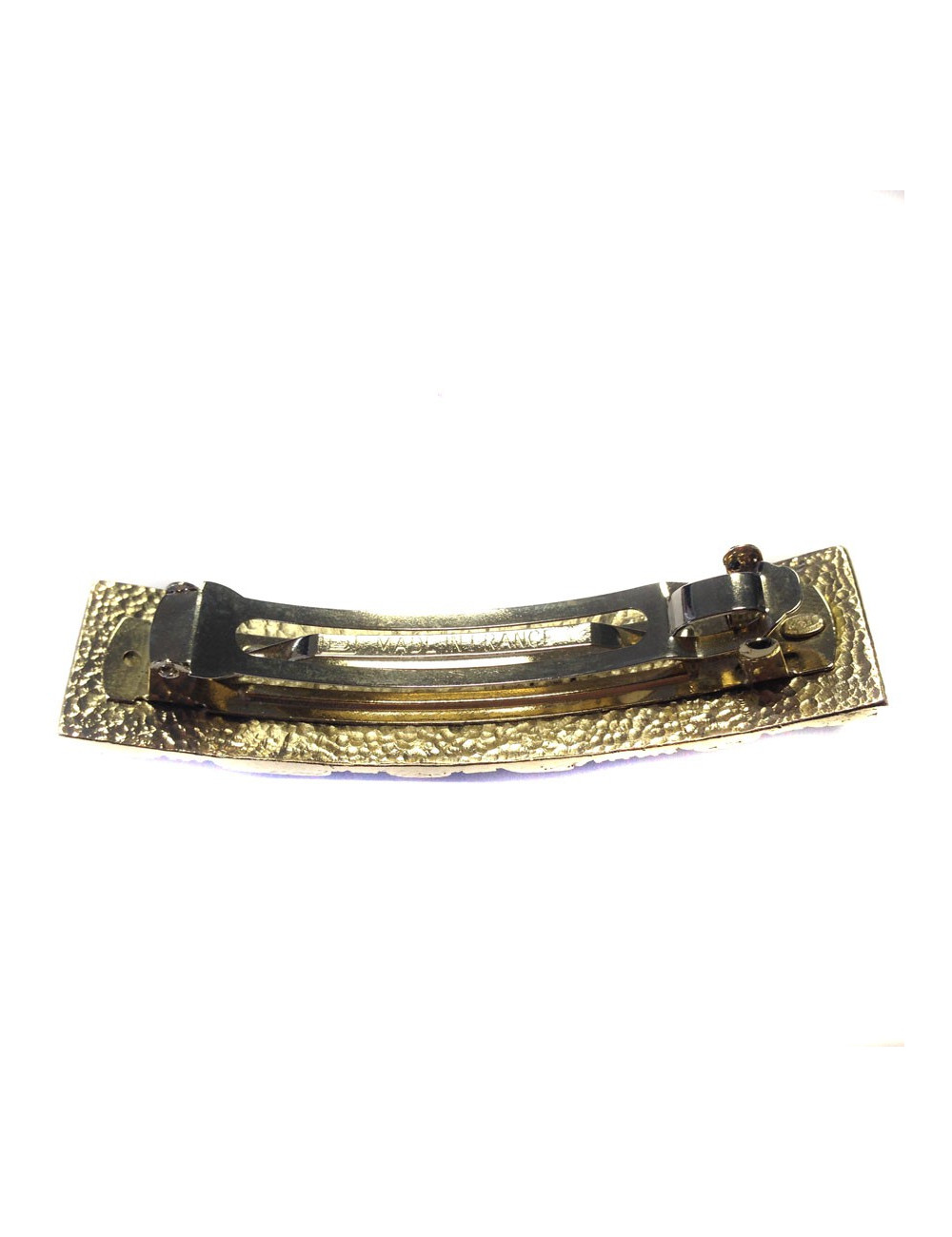 Barrette CHANEL chaînée dorée et CC argent noirci