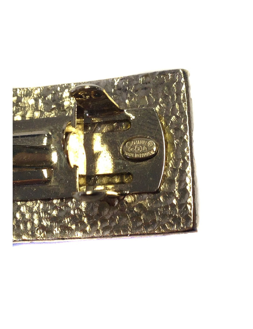 Blackened Barrette CHANEL linked Golden and silver CC