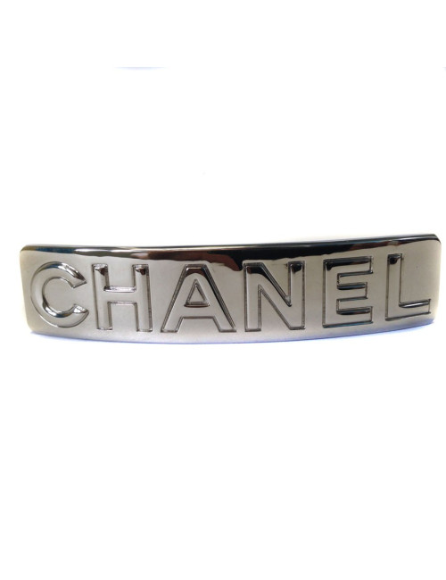 Barrette CHANEL métal argenté 