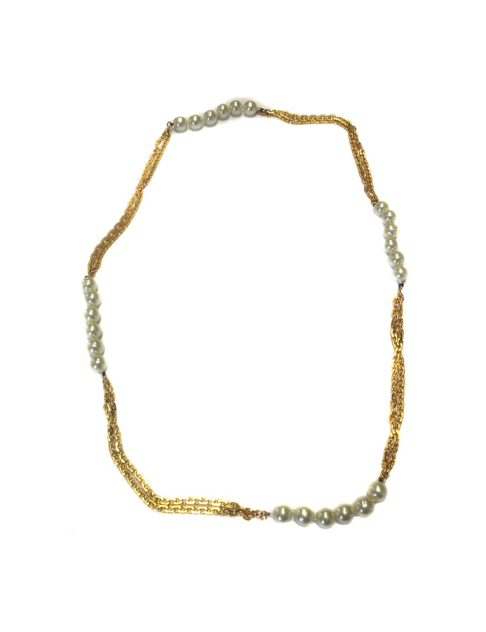 Sautoir CHANEL vintage chaines et perles nacrées