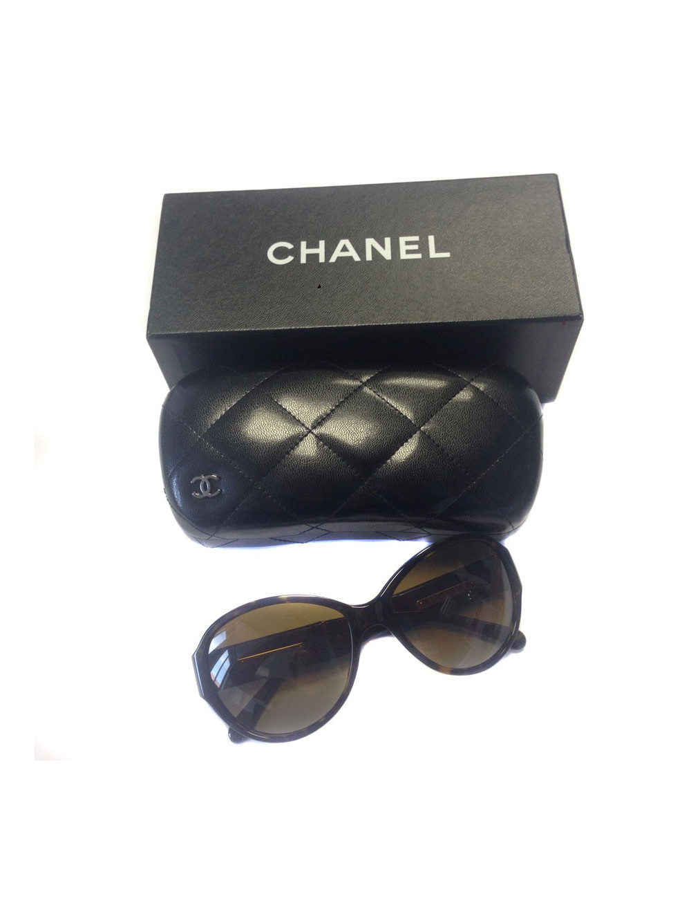 Lunettes de soleil CHANEL  façon écaille marron