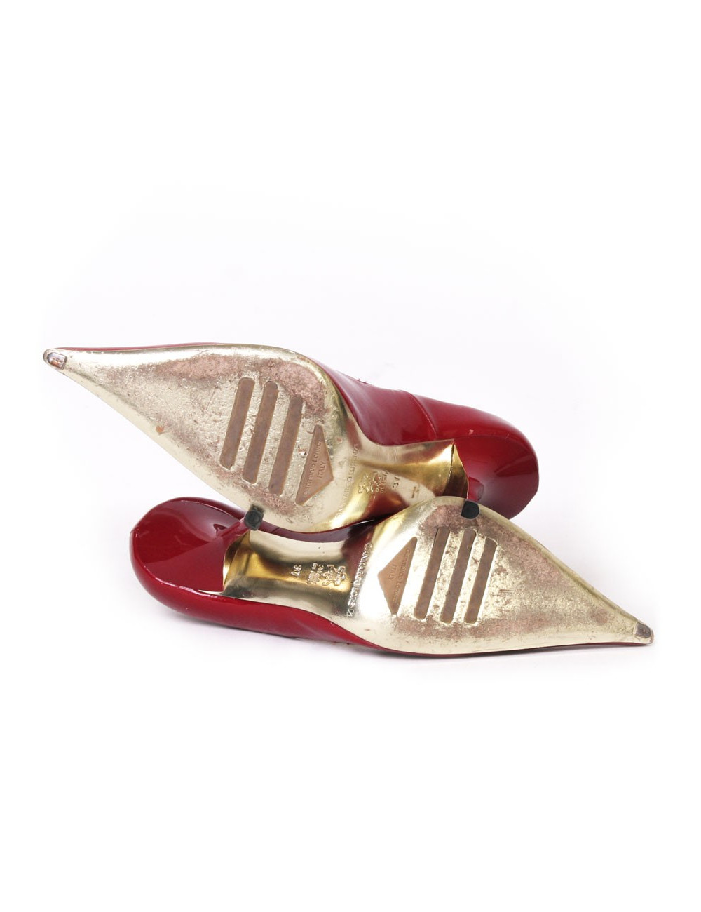 Escarpins GIANMARCO LORENZI T37 cuir verni rouge